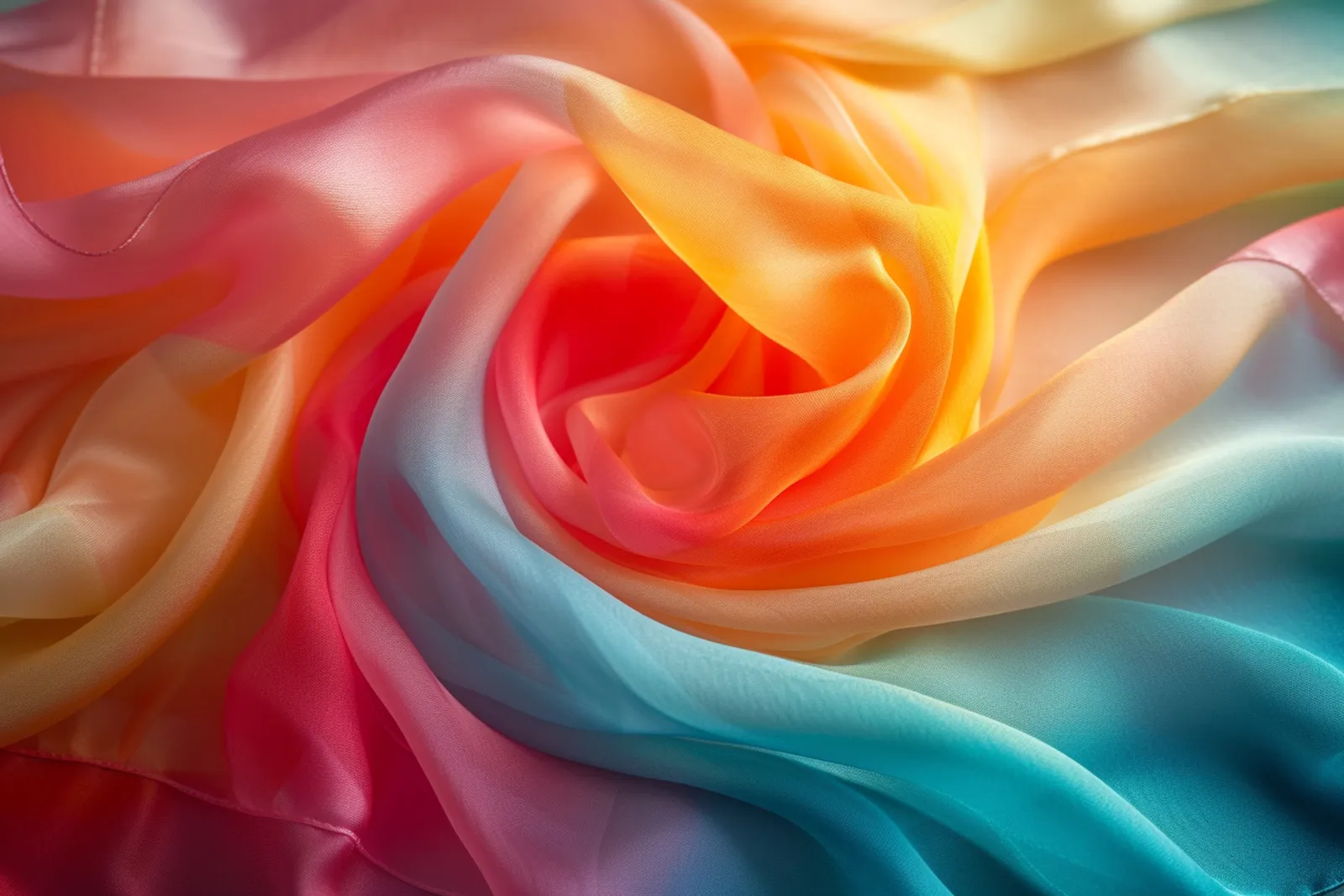 Un foulard personnalisé imprimé avec une photo, posé sur une table avec des échantillons de tissu et une lumière naturelle douce.