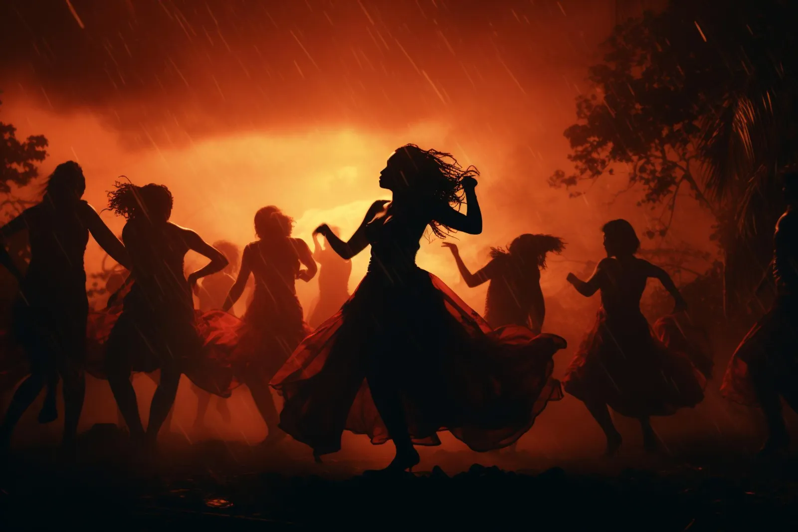 Une représentation de wayang kulit à Java, avec un dalang, des marionnettes en cuir et leurs ombres projetées sur un écran éclairé.