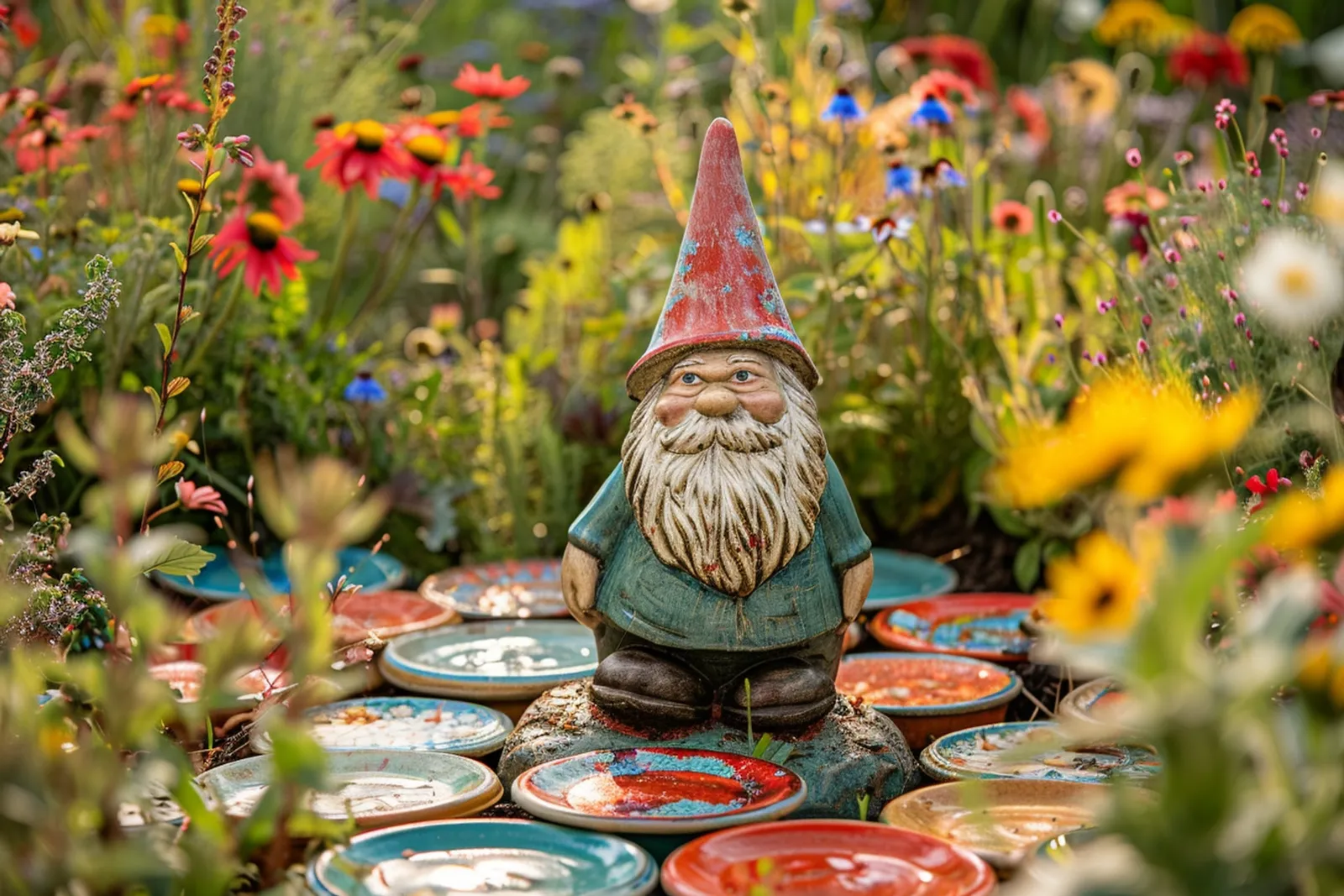 Une bordure de jardin originale mêlant pierres naturelles, plantes aromatiques et matières brutes dans un extérieur soigné.