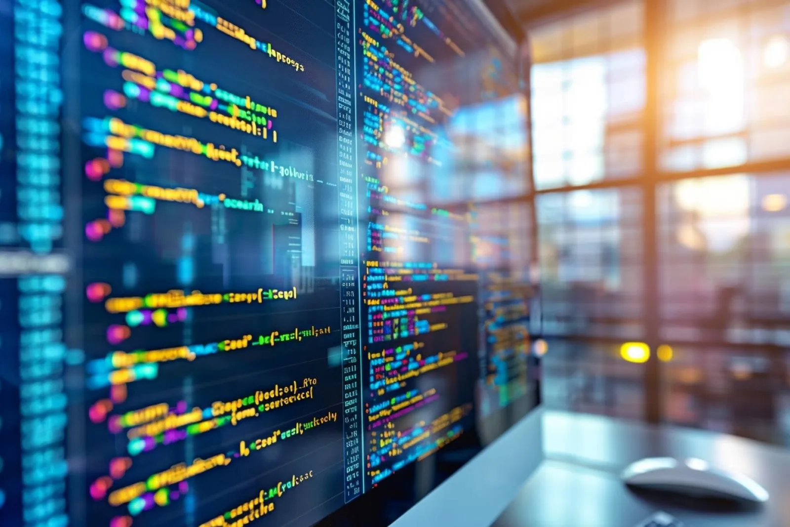 Un bureau de développeur avec un ordinateur affichant du code et des notes manuscrites sur les opérateurs de programmation.