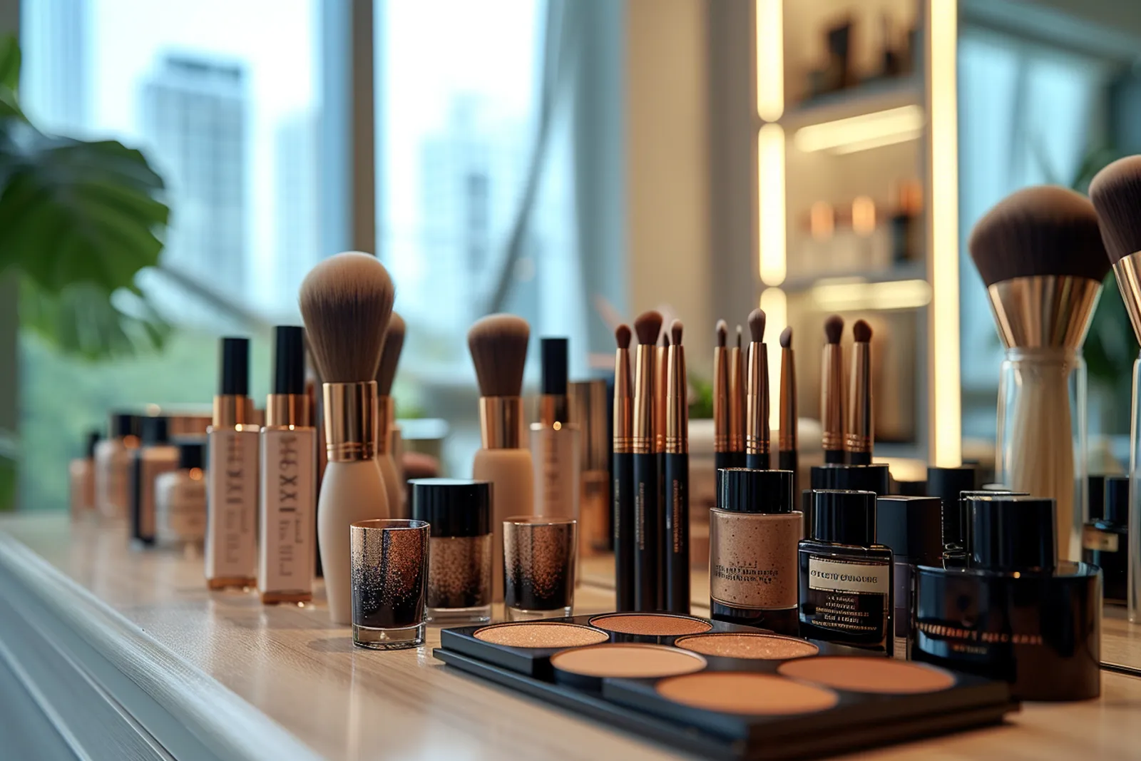 Portrait beauté éditorial montrant un maquillage automne-hiver aux tons chauds et profonds, avec un teint lumineux et un rouge à lèvres soutenu.